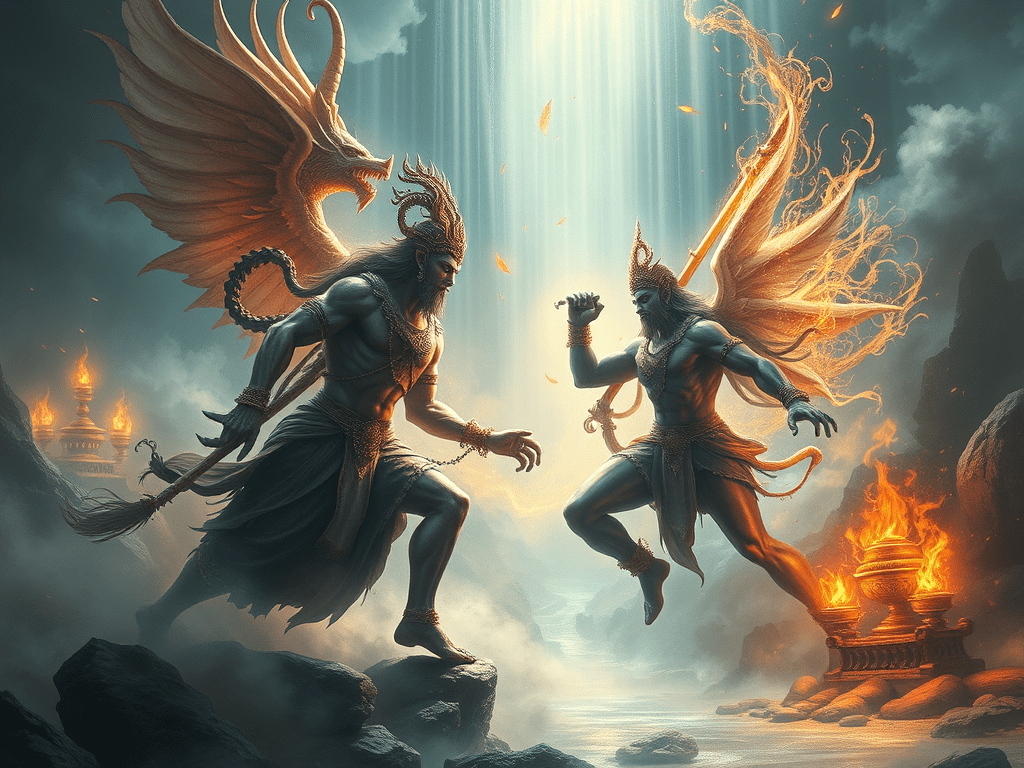 La guerre cosmique entre les dieux et les démons dans les mythes védiques